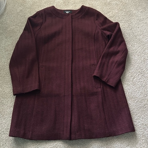 Talbots Jackets & Blazers - Talbots Long Duster Jacket Coat Crepe Textured Wool Blend Cranberry Size 16